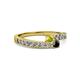 2 - Orane Yellow and Black Diamond with Side Diamonds Bypass Ring 