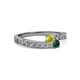 2 - Orane Yellow Diamond and Emerald with Side Diamonds Bypass Ring 