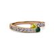 2 - Orane Yellow Diamond and Emerald with Side Diamonds Bypass Ring 