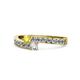 1 - Orane Yellow and White Diamond with Side Diamonds Bypass Ring 