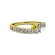 2 - Orane Yellow and White Diamond with Side Diamonds Bypass Ring 