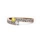 1 - Orane Yellow and White Diamond with Side Diamonds Bypass Ring 