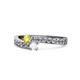 1 - Orane Yellow Diamond and White Sapphire with Side Diamonds Bypass Ring 