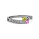 2 - Orane Yellow Diamond and Pink Sapphire with Side Diamonds Bypass Ring 