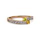 2 - Orane Yellow Diamond and Citrine with Side Diamonds Bypass Ring 