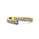 1 - Orane Yellow Diamond and Iolite with Side Diamonds Bypass Ring 