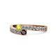 1 - Orane Yellow Diamond and Red Garnet with Side Diamonds Bypass Ring 