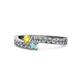 1 - Orane Yellow Diamond and Aquamarine with Side Diamonds Bypass Ring 