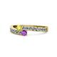 1 - Orane Yellow Diamond and Amethyst with Side Diamonds Bypass Ring 