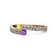 1 - Orane Yellow Diamond and Amethyst with Side Diamonds Bypass Ring 