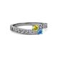 2 - Orane Yellow Diamond and Blue Topaz with Side Diamonds Bypass Ring 
