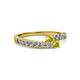 2 - Orane Yellow Diamond with Side Diamonds Bypass Ring 