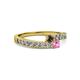 2 - Orane Smoky Quartz and Pink Sapphire with Side Diamonds Bypass Ring 