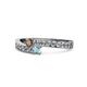 1 - Orane Smoky Quartz and Aquamarine with Side Diamonds Bypass Ring 