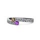 1 - Orane Smoky Quartz and Amethyst with Side Diamonds Bypass Ring 