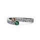 1 - Orane Smoky Quartz and Emerald with Side Diamonds Bypass Ring 