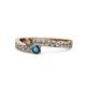 1 - Orane Smoky Quartz and Blue Diamond with Side Diamonds Bypass Ring 