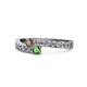 1 - Orane Smoky Quartz and Green Garnet with Side Diamonds Bypass Ring 