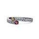 1 - Orane Smoky Quartz and Ruby with Side Diamonds Bypass Ring 