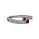 2 - Orane Smoky Quartz and Ruby with Side Diamonds Bypass Ring 