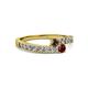 2 - Orane Smoky Quartz and Ruby with Side Diamonds Bypass Ring 