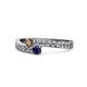 1 - Orane Smoky Quartz and Blue Sapphire with Side Diamonds Bypass Ring 