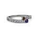 2 - Orane Smoky Quartz and Blue Sapphire with Side Diamonds Bypass Ring 