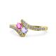 1 - Eleni Pink Sapphire and Tanzanite with Side Diamonds Bypass Ring 