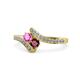 1 - Eleni Pink Sapphire and Ruby with Side Diamonds Bypass Ring 