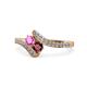 1 - Eleni Pink Sapphire and Ruby with Side Diamonds Bypass Ring 