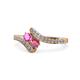 1 - Eleni Pink Sapphire and Rhodolite Garnet with Side Diamonds Bypass Ring 