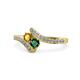 1 - Eleni Citrine and Emerald with Side Diamonds Bypass Ring 