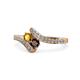 1 - Eleni Citrine and Red Garnet with Side Diamonds Bypass Ring 