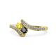 1 - Eleni Yellow Sapphire and Black Diamond with Side Diamonds Bypass Ring 