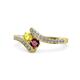 1 - Eleni Yellow Sapphire and Ruby with Side Diamonds Bypass Ring 