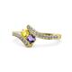 1 - Eleni Yellow Sapphire and Iolite with Side Diamonds Bypass Ring 