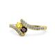 1 - Eleni Yellow Sapphire and Red Garnet with Side Diamonds Bypass Ring 