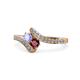 1 - Eleni Tanzanite and Ruby with Side Diamonds Bypass Ring 