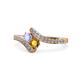 1 - Eleni Tanzanite and Citrine with Side Diamonds Bypass Ring 