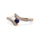 1 - Eleni White and Blue Sapphire with Side Diamonds Bypass Ring 