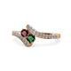 1 - Eleni Ruby and Emerald with Side Diamonds Bypass Ring 