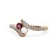 1 - Eleni Ruby and White Sapphire with Side Diamonds Bypass Ring 