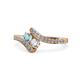 1 - Eleni Aquamarine and Diamond with Side Diamonds Bypass Ring 