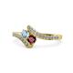 1 - Eleni Aquamarine and Ruby with Side Diamonds Bypass Ring 