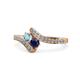 1 - Eleni Aquamarine and Blue Sapphire with Side Diamonds Bypass Ring 