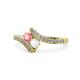 1 - Eleni Pink Tourmaline and White Sapphire with Side Diamonds Bypass Ring 