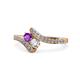 1 - Eleni Amethyst and Diamond with Side Diamonds Bypass Ring 