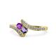 1 - Eleni Amethyst and Iolite with Side Diamonds Bypass Ring 