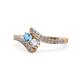 1 - Eleni Blue Topaz and Diamond with Side Diamonds Bypass Ring 