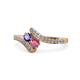 1 - Eleni Iolite and Rhodolite Garnet with Side Diamonds Bypass Ring 